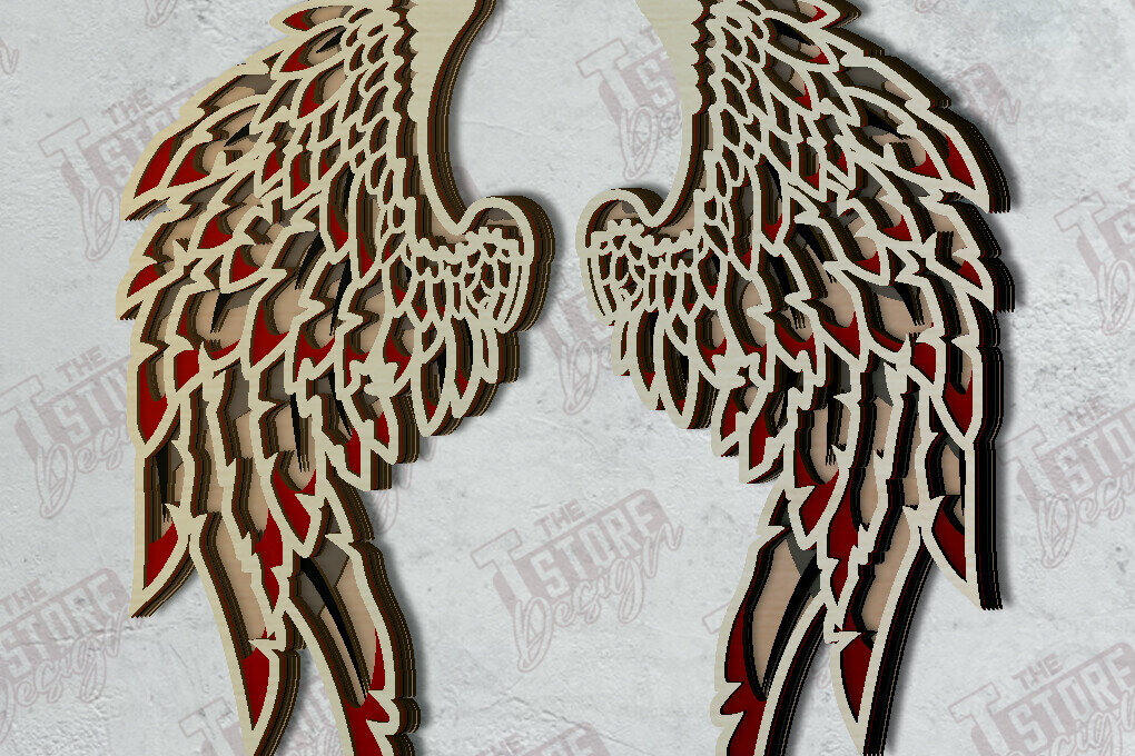 Intra απο ξύλο plywood 3mm-4mm πάχος – Φτερά Πολυστρωματική κοπή λέιζερ | Φτερά Αγγέλου Δίασταση  20x20 cm INTRAFABR-121521288