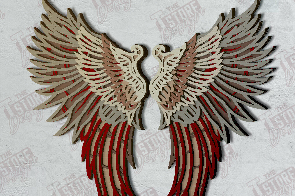 Intra απο ξύλο plywood 3mm-4mm πάχος – Φτερά Πολυστρωματική κοπή λέιζερ | Φτερά Αγγέλου Δίασταση  20x20 cm INTRAFABR-121521297