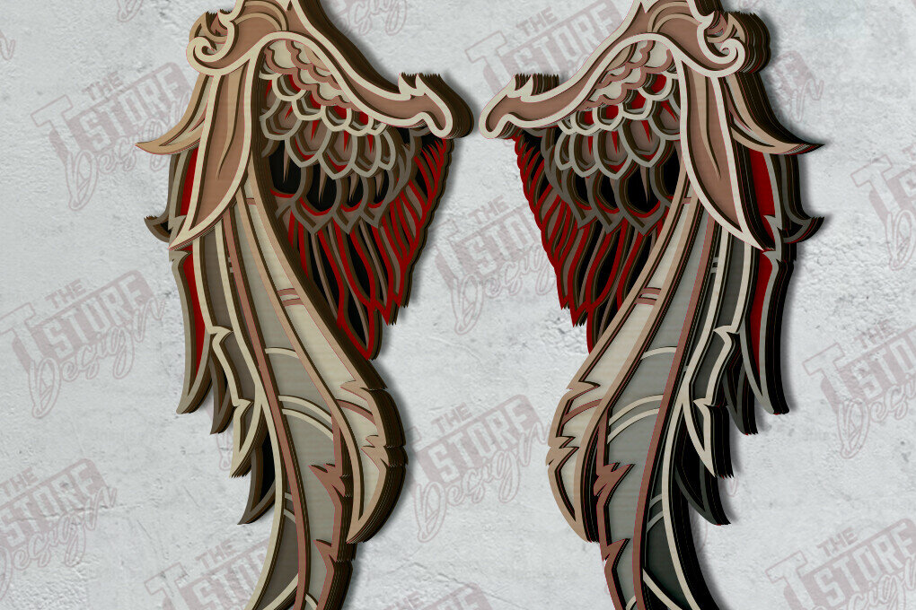 Intra απο ξύλο plywood 3mm-4mm πάχος – Φτερά Πολυστρωματική κοπή λέιζερ | Φτερά Αγγέλου Δίασταση  20x20 cm INTRAFABR-121521285