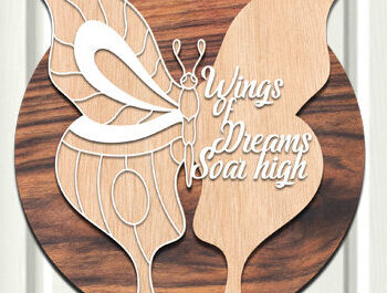 Intra απο ξύλο plywood 3mm-4mm πάχος – Wings of Dreams, Πετάξτε ψηλά στρογγυλό σημάδι Δίασταση  20x20 cm INTRAFABR-61032956 - Image 1