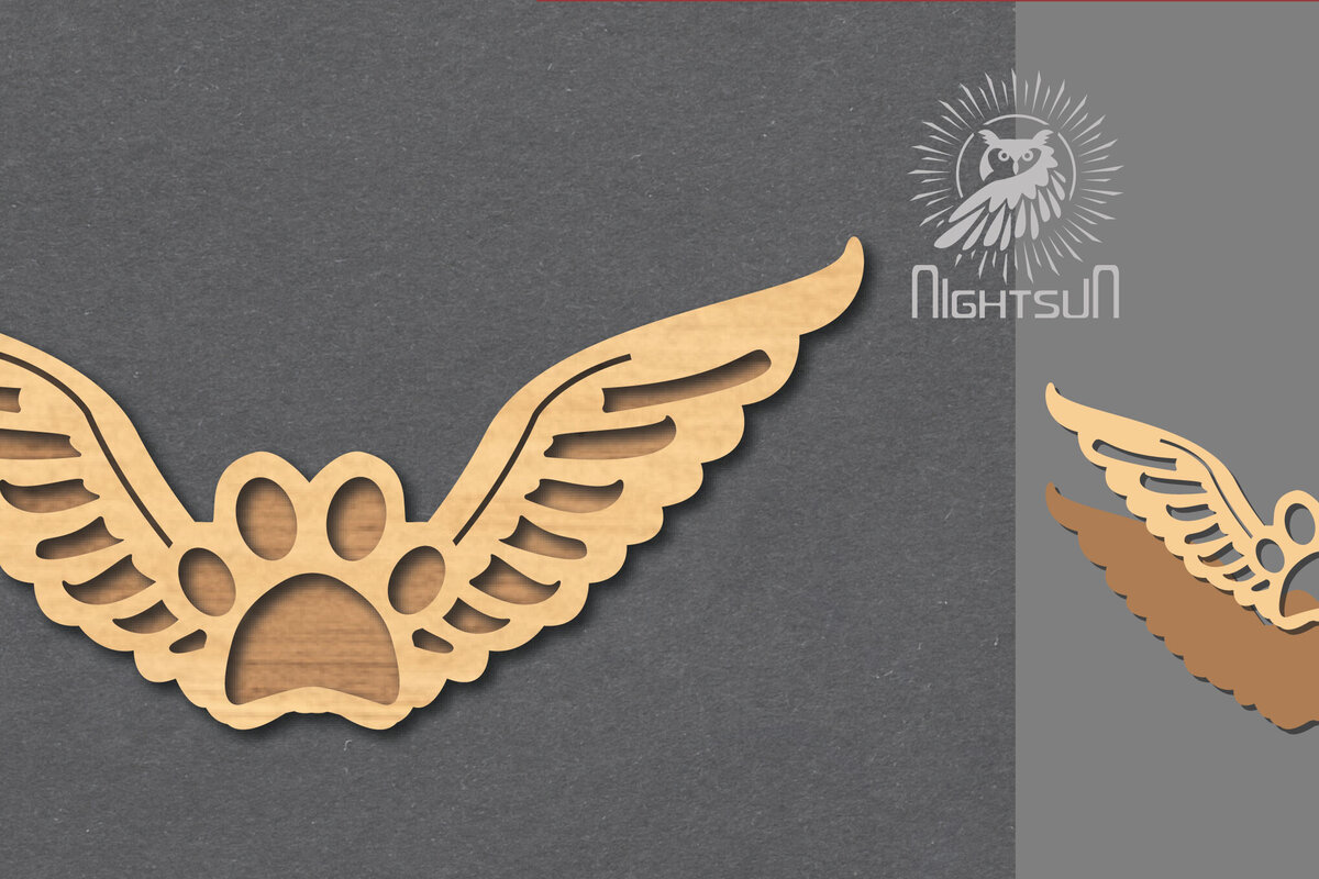 Intra απο ξύλο plywood 3mm-4mm πάχος – Διακόσμηση κοπής με λέιζερ ποδιών φτερών 3 Δίασταση  20x20 cm INTRAFABR-116228131