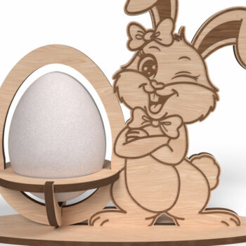 Intra απο ξύλο plywood 3mm-4mm πάχος – Πασχαλινό αυγό με λαγουδάκι που κλείνει το μάτι Δίασταση  20x20 cm INTRAFABR-116998614 - Image 1