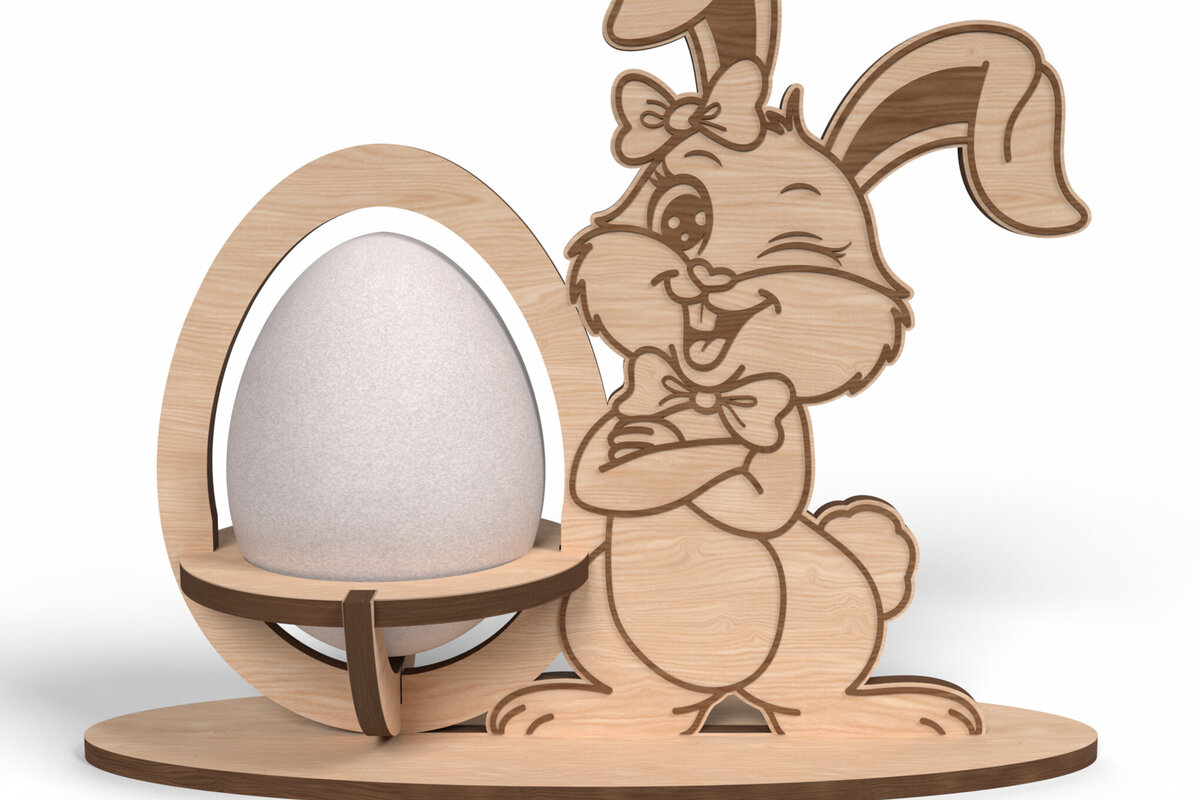 Intra απο ξύλο plywood 3mm-4mm πάχος – Πασχαλινό αυγό με λαγουδάκι που κλείνει το μάτι Δίασταση  20x20 cm INTRAFABR-116998614