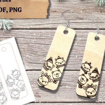 Intra απο ξύλο plywood 3mm-4mm πάχος – Αρχείο κομμένο με μακρύ σκουλαρίκι Winter Animal Δίασταση  5x5 cm INTRAFABR-49575884 - Image 1