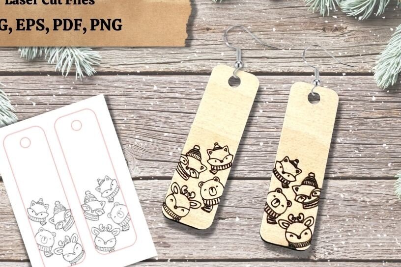 Intra απο ξύλο plywood 3mm-4mm πάχος – Αρχείο κομμένο με μακρύ σκουλαρίκι Winter Animal Δίασταση  5x5 cm INTRAFABR-49575884