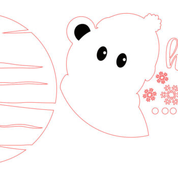 Intra απο ξύλο plywood 3mm-4mm πάχος – Χειμερινή αρκούδα σημάδι - Χριστούγεννα Δίασταση  20x20 cm INTRAFABR-106314997 - Image 2