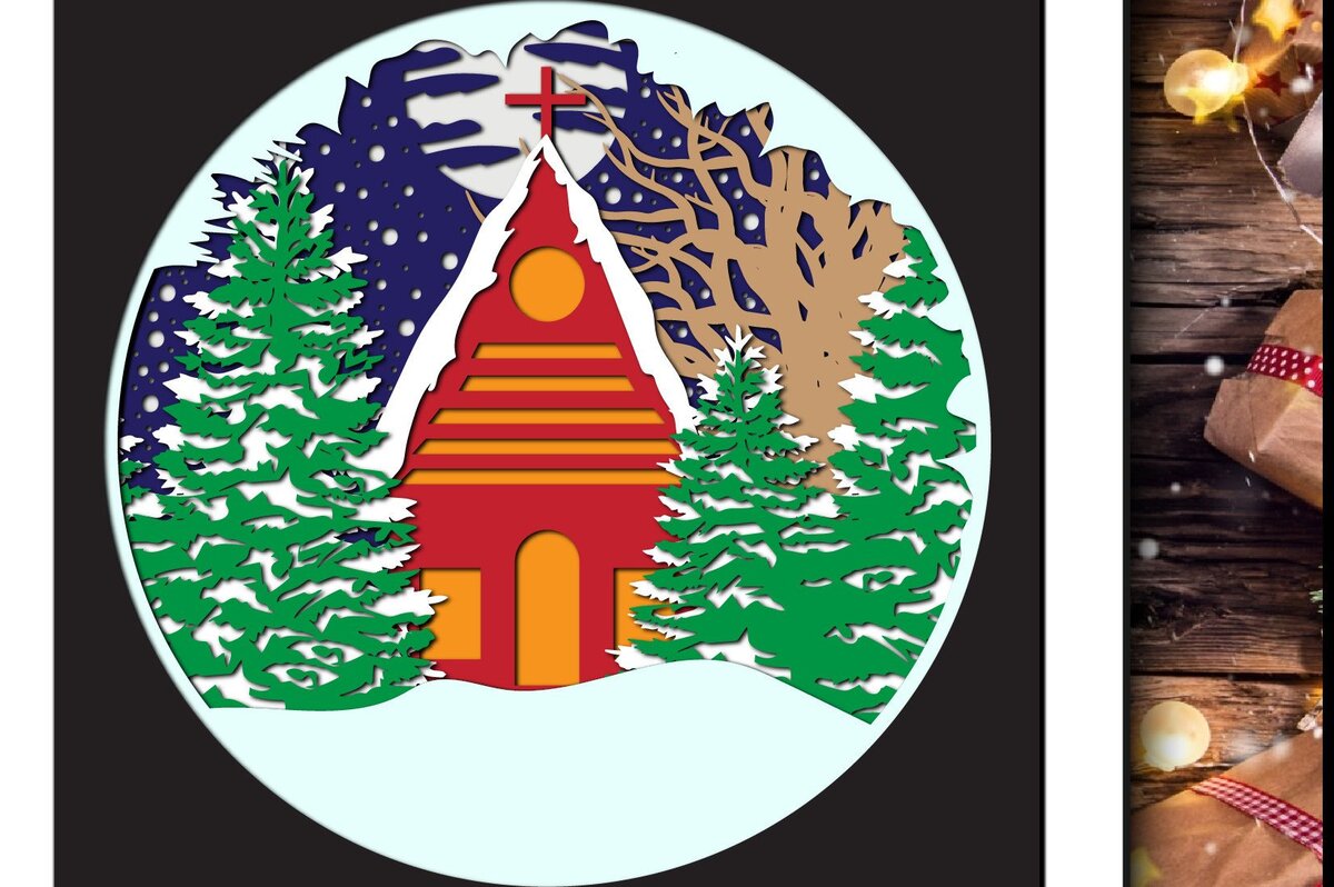 Intra απο ξύλο plywood 3mm-4mm πάχος – Κουτί σκιάς χιονιού χειμερινών Χριστουγέννων Δίασταση  20x20 cm INTRAFABR-41041744