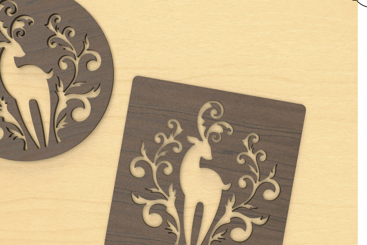 Intra απο ξύλο plywood 3mm-4mm πάχος – Χειμερινά ελάφια Χριστουγεννιάτικα σουβέρ με τάρανδο Δίασταση  20x20 cm INTRAFABR-51287820