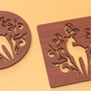 Intra απο ξύλο plywood 3mm-4mm πάχος – Χειμερινά ελάφια Χριστουγεννιάτικα σουβέρ με τάρανδο Δίασταση 20x20 cm INTRAFABR-51287820 - Image 3