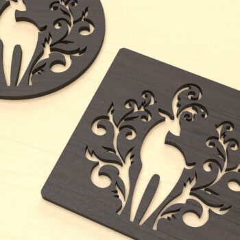 Intra απο ξύλο plywood 3mm-4mm πάχος – Χειμερινά ελάφια Χριστουγεννιάτικα σουβέρ με τάρανδο Δίασταση 20x20 cm INTRAFABR-51287820 - Image 4