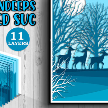 Intra απο ξύλο plywood 3mm-4mm πάχος – Τρισδιάστατο κουτί σκιών Winter Deer Layered Δίασταση  20x20 cm INTRAFABR-17286713 - Image 1