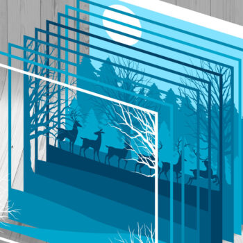 Intra απο ξύλο plywood 3mm-4mm πάχος – Τρισδιάστατο κουτί σκιών Winter Deer Layered Δίασταση  20x20 cm INTRAFABR-17286713 - Image 2