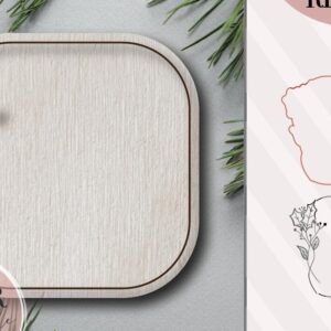 Intra απο ξύλο plywood 3mm-4mm πάχος – Χειμερινό Floral Πλαίσιο Δίασταση  20x20 cm INTRAFABR-71444541