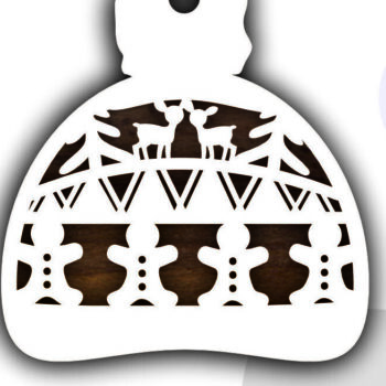 Intra απο ξύλο plywood 3mm-4mm πάχος – Χριστουγεννιάτικα στολίδια χειμερινού καπέλου με λέιζερ Δίασταση  20x20 cm INTRAFABR-83827801 - Image 2