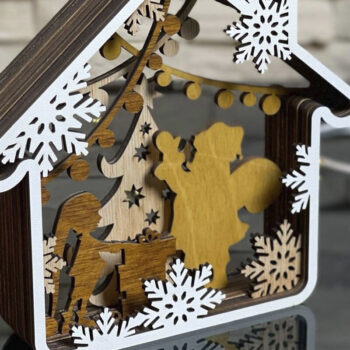 Intra απο ξύλο plywood 3mm-4mm πάχος – Αρχεία κοπής με λέιζερ πολλαπλών στρώσεων WINTER HOUSE Δίασταση  20x20 cm INTRAFABR-22062297 - Image 1