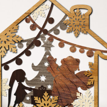 Intra απο ξύλο plywood 3mm-4mm πάχος – Αρχεία κοπής με λέιζερ πολλαπλών στρώσεων WINTER HOUSE Δίασταση  20x20 cm INTRAFABR-22062297 - Image 2