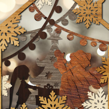 Intra απο ξύλο plywood 3mm-4mm πάχος – Αρχεία κοπής με λέιζερ πολλαπλών στρώσεων WINTER HOUSE Δίασταση  20x20 cm INTRAFABR-22062297 - Image 3