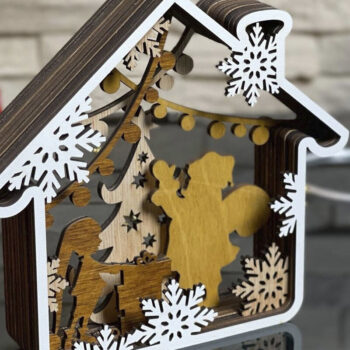 Intra απο ξύλο plywood 3mm-4mm πάχος – Αρχεία κοπής με λέιζερ πολλαπλών στρώσεων WINTER HOUSE Δίασταση  20x20 cm INTRAFABR-22062297 - Image 4