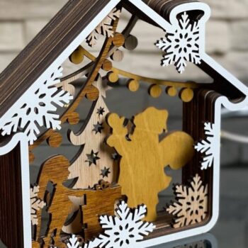 Intra απο ξύλο plywood 3mm-4mm πάχος – Αρχεία κοπής με λέιζερ πολλαπλών στρώσεων WINTER HOUSE Δίασταση  20x20 cm INTRAFABR-22062297 - Image 6