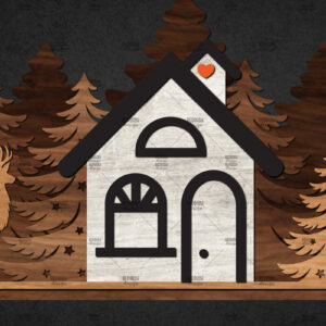 Intra απο ξύλο plywood 3mm-4mm πάχος – Winter House Scene Δίασταση  20x20 cm INTRAFABR-111136168