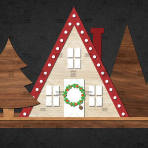 Intra απο ξύλο plywood 3mm-4mm πάχος – Winter House Scene Δίασταση  20x20 cm INTRAFABR-111136230