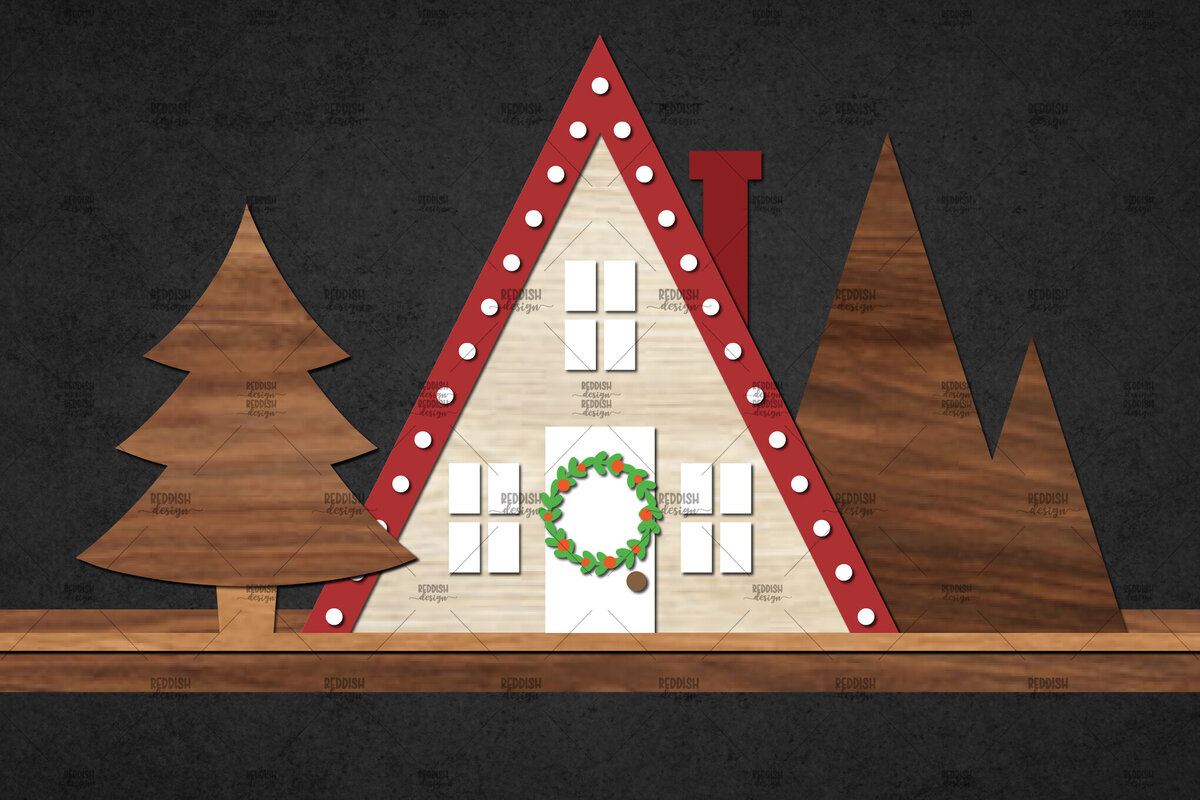 Intra απο ξύλο plywood 3mm-4mm πάχος – Winter House Scene Δίασταση  20x20 cm INTRAFABR-111136230