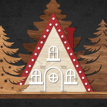 Intra απο ξύλο plywood 3mm-4mm πάχος – Winter House Scene Δίασταση  20x20 cm INTRAFABR-111136275 - Image 1