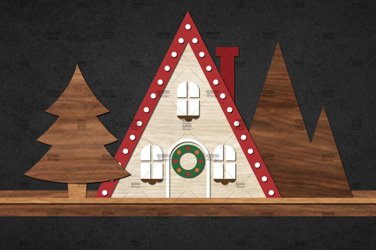 Intra απο ξύλο plywood 3mm-4mm πάχος – Winter House Scene Δίασταση  20x20 cm INTRAFABR-111136384