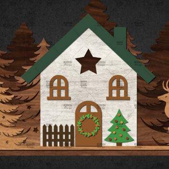 Intra απο ξύλο plywood 3mm-4mm πάχος – Winter House Scene Δίασταση  20x20 cm INTRAFABR-111136134 - Image 1