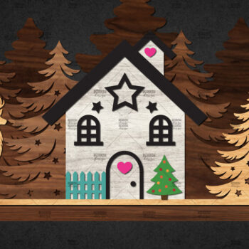 Intra απο ξύλο plywood 3mm-4mm πάχος – Σκηνή Winter Houses Δίασταση  20x20 cm INTRAFABR-111135967 - Image 1