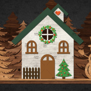 Intra απο ξύλο plywood 3mm-4mm πάχος – Σκηνή Winter Houses Δίασταση  20x20 cm INTRAFABR-111136082