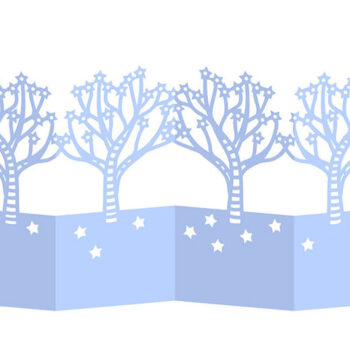 Intra απο ξύλο plywood 3mm-4mm πάχος – Winter Tree and Stars Card Accordion Δίασταση  20x20 cm INTRAFABR-50639959 - Image 1