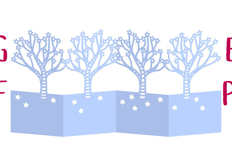 Intra απο ξύλο plywood 3mm-4mm πάχος – Winter Tree and Stars Card Accordion Δίασταση  20x20 cm INTRAFABR-50639959