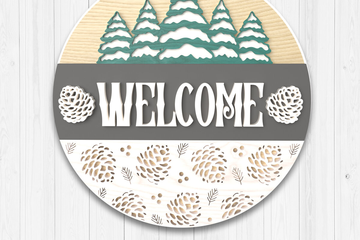 Intra απο ξύλο plywood 3mm-4mm πάχος – Πινακίδα καλωσορίσματος χειμώνα - Πεύκα Δίασταση  20x20 cm INTRAFABR-106314861