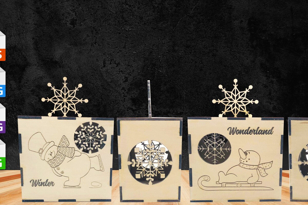 Intra απο ξύλο plywood 3mm-4mm πάχος – Winter Wonderland Tea Light - Κουτί δώρου Δίασταση  20x20 cm INTRAFABR-41230939