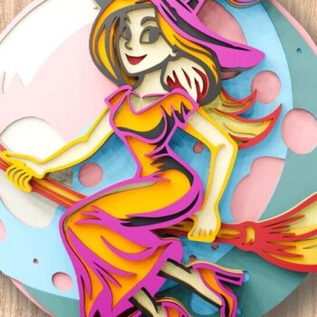 Intra απο ξύλο plywood 3mm-4mm πάχος – Witch 3D Multilayer Laser Αρχεία Δίασταση  20x20 cm INTRAFABR-110903755 - Image 2