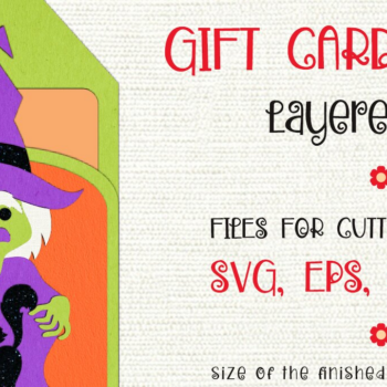 Intra απο ξύλο plywood 3mm-4mm πάχος – Κάτοχος δωροκάρτας για το Halloween Μάγισσα και Γάτα Δίασταση 20x20 cm INTRAFABR-99381159 - Image 1