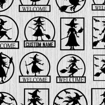 Intra απο ξύλο plywood 3mm-4mm πάχος – Πακέτο τέχνης τοίχου με μεταλλικό σκουπόξυλο Witch Δίασταση  40x30 cm INTRAFABR-103320990 - Image 2