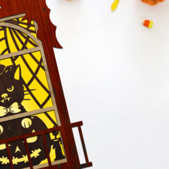 Intra απο ξύλο plywood 3mm-4mm πάχος – Witch Cat Halloween Candleholder Files Δίασταση  20x20 cm INTRAFABR-107760760 - Image 2