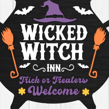 Intra απο ξύλο plywood 3mm-4mm πάχος – Witch Door Hanger, Αρχεία κοπής με λέιζερ Δίασταση 20x20 cm INTRAFABR-105736132 - Image 1