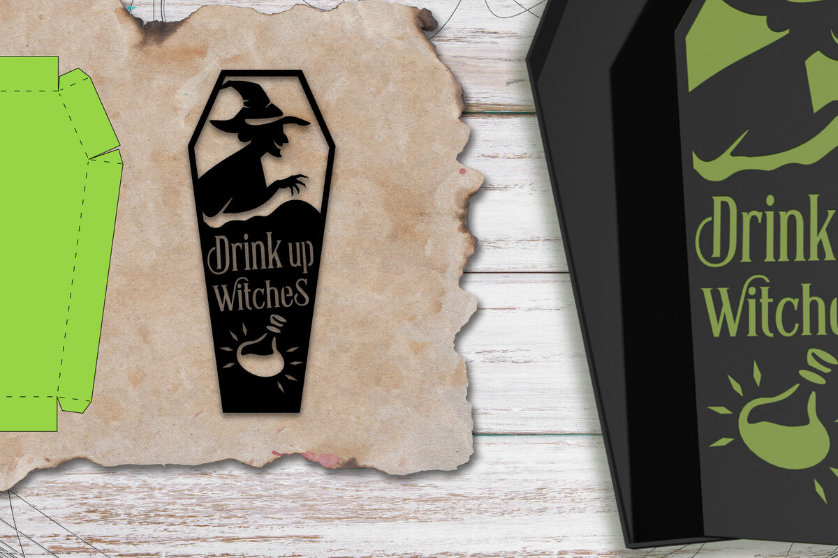 Intra απο ξύλο plywood 3mm-4mm πάχος – Κουτί δώρου Witch Halloween Coffin Δίασταση  20x20 cm INTRAFABR-79071403