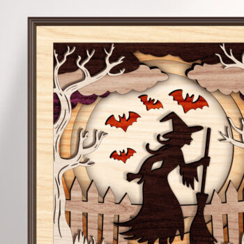 Intra απο ξύλο plywood 3mm-4mm πάχος – Witch Halloween Light Box Δίασταση  20x20 cm INTRAFABR-123581340 - Image 1