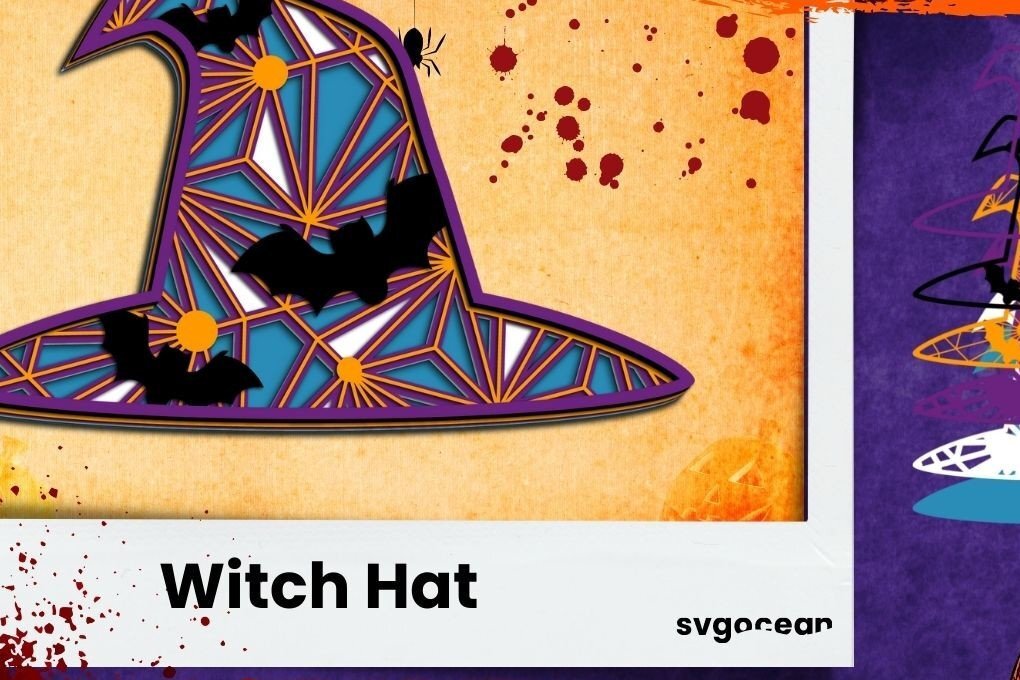 Intra απο ξύλο plywood 3mm-4mm πάχος – Καπέλο μαγισσών 3D Δίασταση  20x20 cm INTRAFABR-36603220