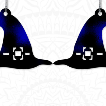 Intra απο ξύλο plywood 3mm-4mm πάχος – Αρχεία κοπής με λέιζερ σκουλαρίκι με καπέλο μαγισσών Δίασταση  5x5 cm INTRAFABR-19143695 - Image 2