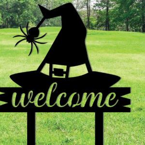 Intra απο ξύλο plywood 3mm-4mm πάχος – Διακοσμητικό σημάδι με μεταλλικό καπέλο μάγισσας Δίασταση  40x30 cm INTRAFABR-101276144