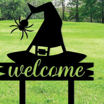 Intra απο ξύλο plywood 3mm-4mm πάχος – Διακοσμητικό σημάδι με μεταλλικό καπέλο μάγισσας Δίασταση  40x30 cm INTRAFABR-101276144 - Image 1