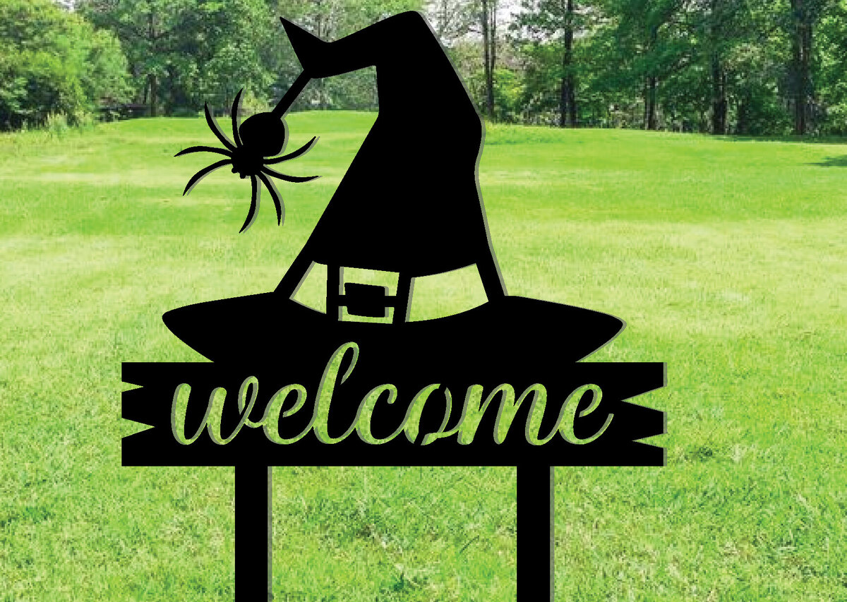 Intra απο ξύλο plywood 3mm-4mm πάχος – Διακοσμητικό σημάδι με μεταλλικό καπέλο μάγισσας Δίασταση  40x30 cm INTRAFABR-101276144