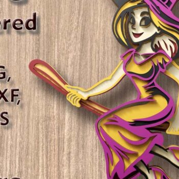 Intra απο ξύλο plywood 3mm-4mm πάχος – Witch on Broomstick 3D Laser Files Δίασταση  20x20 cm INTRAFABR-110903740 - Image 1