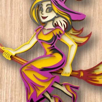 Intra απο ξύλο plywood 3mm-4mm πάχος – Witch on Broomstick 3D Laser Files Δίασταση  20x20 cm INTRAFABR-110903740 - Image 2