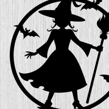 Intra απο ξύλο plywood 3mm-4mm πάχος – Witch on Broomstick Metal Wall Art Laser Δίασταση  40x30 cm INTRAFABR-102823085 - Image 1